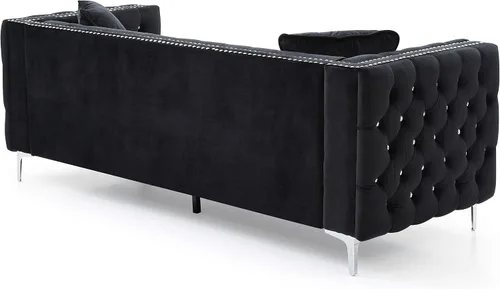 Miniatura 5 de Glory Furniture Sofá Paige, negro. Muebles de sala de estar, 30 pulgadas de alto x 86 pulgadas de ancho x 34 pulgadas de profundidad