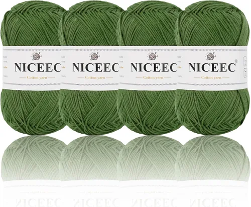 Miniatura 60 de NICEEC 4 madejas de hilo de algodón suave para bebé, 4 capas, manualidades DIY, peso fingering, hilo para manta para ganchillo y tejido, total 700