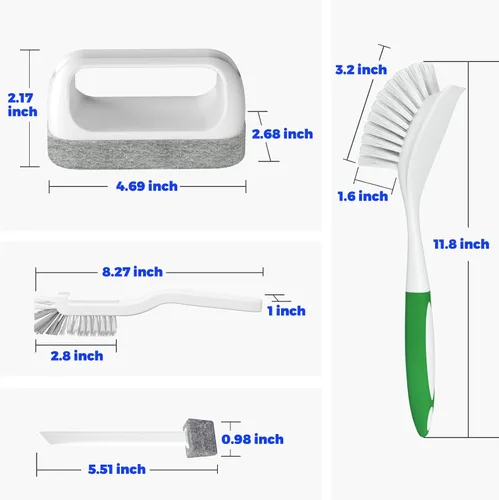 Miniatura 6 de Holikme Juego de 6 cepillos de cocina con mango para olla, sartén, fregadero de cocina (verde)