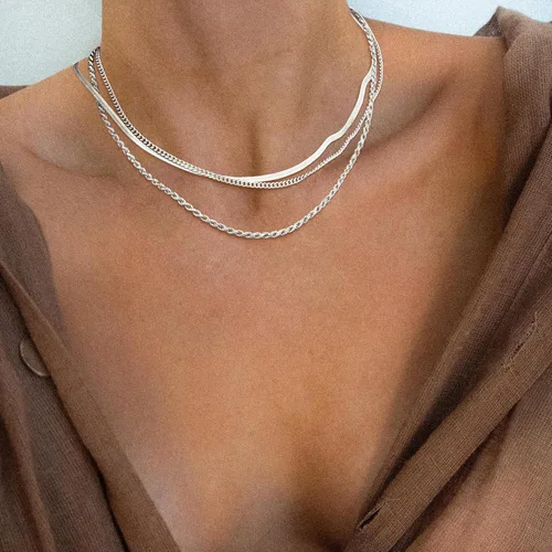 Miniatura 3 de Collar de espiga para mujer, delicado collar de oro, serpiente chapada en oro de 14 quilates, gargantilla de cadena de oro, collares simples