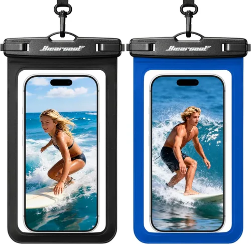 Miniatura 23 de Hiearcool Funda impermeable para iPhone, Bolsa impermeable para teléfono, Artículos esenciales de viaje, Accesorios de crucero, Imperdibles - 4 negro