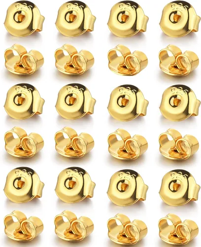 Miniatura 7 de 12 piezas de repuesto para aretes de plata de ley 925, hipoalergénicos, seguros y con cierre de oreja para tachuelas, color dorado