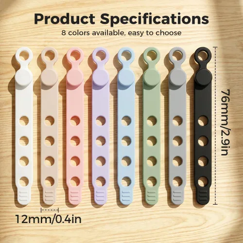 Miniatura 6 de Bridas de silicona para cables, organizador de cables y organizador de cables, bridas reutilizables para cables, auriculares, oficina y viajes
