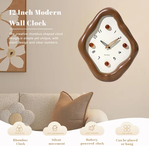Miniatura 2 de JUSTUP Reloj de pared, reloj de pared moderno de 12 pulgadas, reloj creativo con pilas, reloj silencioso que no hace tictac para oficina, sala