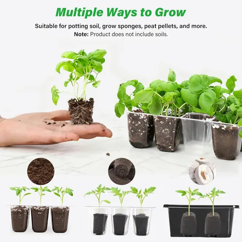 Miniatura 5 de Bonviee Paquete de 5 bandejas de inicio de semillas, kit de iniciación de plantas con cúpula de humedad ajustable y base de invernadero