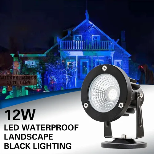 Miniatura 2 de Luces LED negras de 12 W, luz negra para exteriores para iluminación de paisajes, foco negro de 120 V para fiesta de baile, arte, póster, fiesta que