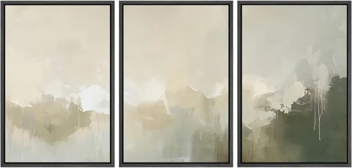 Miniatura 137 de SIGNWIN Lienzo enmarcado para pared, juego de arte tranquilo con reflejo de lago, acuarela, montaña y agua, ilustraciones modernas, arte abstracto