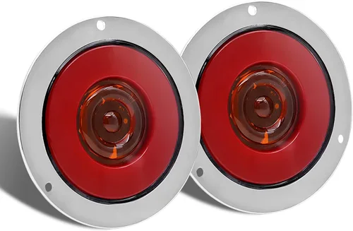 Miniatura 15 de Kit de 2 luces LED redondas amarillas traseras para remolque, 24 luces LED de freno y giro de marcha atrás para camión RV (24 LED, amarillo)