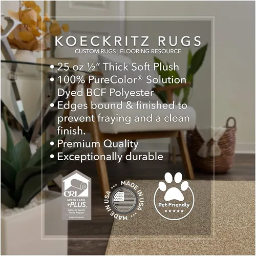 Miniatura 7 de KOECKRITZ Alfombra de área para interiores de 2 x 3 pies – Alfombra texturizada de felpa Frieze, corte personalizado de 1/2 pulgada de grosor