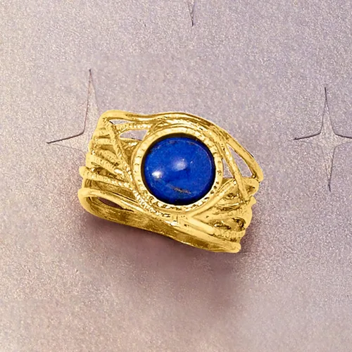 Miniatura 5 de Ross-Simons Anillo calado texturizado con piedras preciosas en oro de 18 quilates sobre plata esterlina Gema Lapislázuli