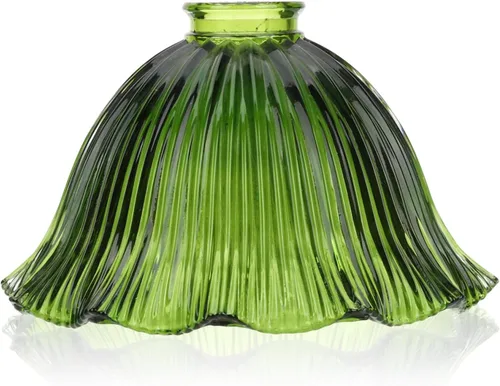 Uonlytech Lámpara de pantalla de cristal, pantalla de pie verde, pantalla de repuesto vintage, accesorios de luz para lámparas de mesa, lámpara de