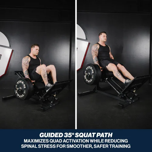 Miniatura 4 de Titan Fitness Máquina de sentadillas lineal con carga en placa, clasificada 700 libras, máquina de fitness de grado comercial para sentadillas