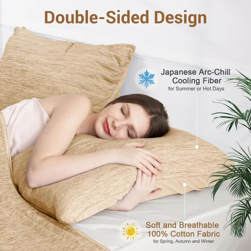 Miniatura 3 de Elegear Fundas de almohada refrescantes para personas que duermen con calor, fundas de almohada refrescantes japonesas Q-Max 0.5, en ambos lados