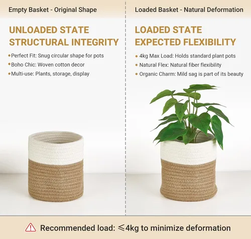 Miniatura 7 de Dahey - Cesta tejida pequeña de cuerda de algodón para plantas, cesta enrollada para macetas de hasta 7 pulgadas, cesta decorativa para cubrir