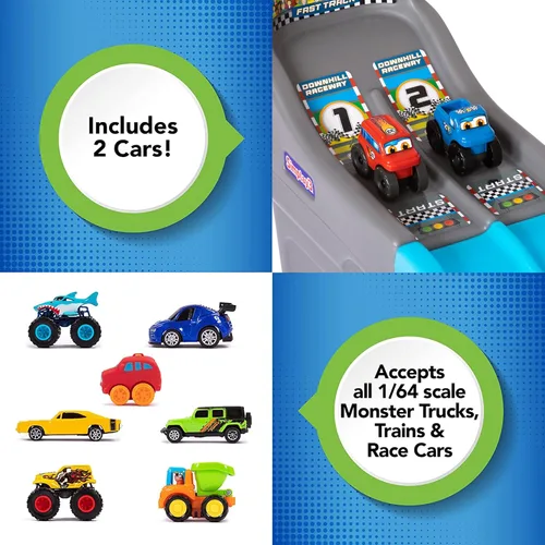 Miniatura 3 de Simplay3 Carrera de descenso de pista rápida, pista de carreras dual para niños pequeños, 2 autos de carreras de juguete incluidos, fabricado