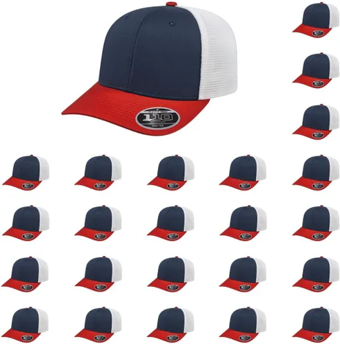 Miniatura 9 de Cap America i8502 Flexfit 110 Premium - Gorra de camionero de perfil medio con 6 paneles de malla trasera con protección UV y cierre ajustable Azul