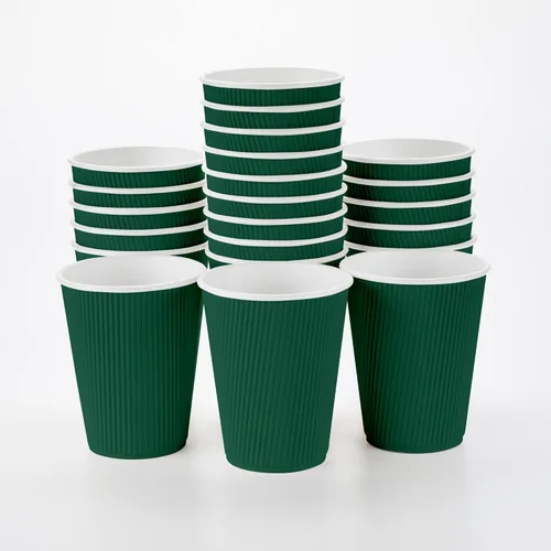 Miniatura 18 de Vasos de café de papel aislado de pared corrugada, 12 onzas, 12 onza, Negro