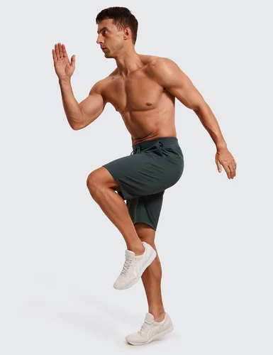 Miniatura 3 de CRZ YOGA Pantalones cortos de entrenamiento elásticos en cuatro direcciones para hombre, 7 pulgadas9 pulgadas, suaves, duraderos, para gimnasio
