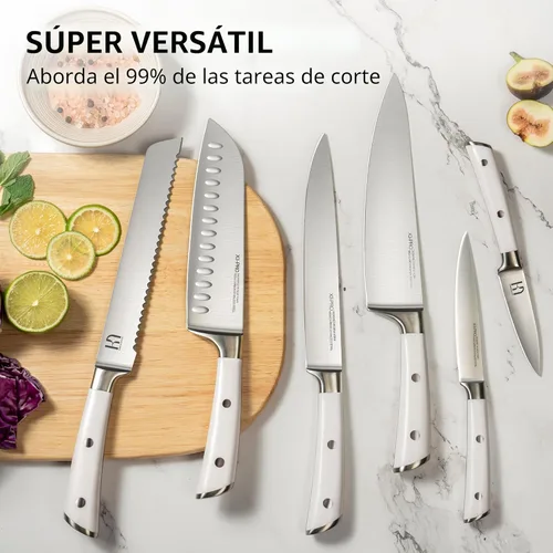 Miniatura 9 de KnifeSaga Juego de cuchillos de cocina de alta calidad, acero inoxidable japonés de alto carbono, 15 piezas, juego de bloques de cuchillos ultra