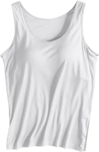 Miniatura 21 de Camiseta sin mangas con brasier integrado para mujer, sin mangas, correa ancha, ropa de dormir básica, para entrenamiento, yoga, camisola acolchada