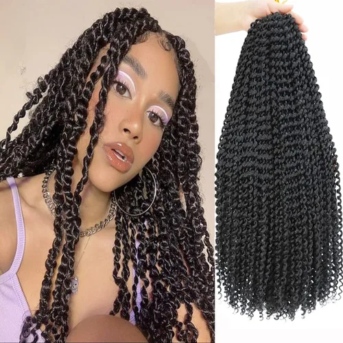 Miniatura 23 de Cabello Passion Twist de 18 pulgadas, 1 paquete de cabello Passion Twist de ganchillo, cabello de ganchillo Water Wave (18 pulgadas (paquete de 1)