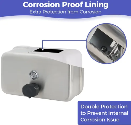 Miniatura 4 de Stardrix Dispensador de Jabón de Acero Inoxidable Resistente para Pared, 1100ml/37oz, con Forro a Prueba de Corrosión y Bomba Anti-Fugas para Baño