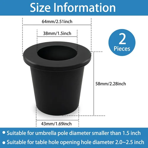 Miniatura 2 de 2 Pieces Patio Table Umbrella Hole Ring Silicone Patio Cone Wedge Plug Stabilizer Sleeve for 2 to 2.5 Inch Patio Table Hole and 1.5 Inch Umbrella