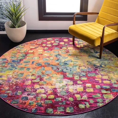 Miniatura 36 de SAFAVIEH MAD425H Madison Collection Alfombra decorativa cuadrada de 3', gris/naranja, diseño abstracto bohemio desgastado, no desprende pelusa