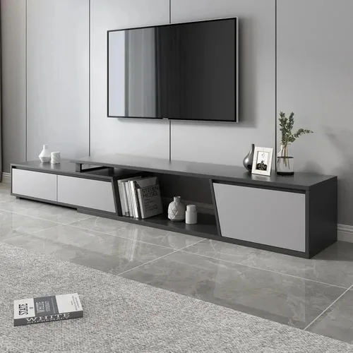 Miniatura 8 de homary Consola de TV extensible para sala de estar, centro de entretenimiento rectangular con 3 cajones, soporte de TV de hasta 110 pulgadas