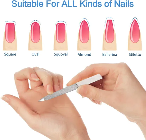 Miniatura 4 de Mudder 6 limas de uñas de diamante de acero inoxidable de doble cara, lima de metal para mujeres y hombres, uñas de los pies, manicura para salón