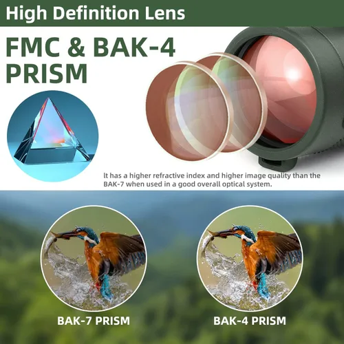Miniatura 4 de Telescopio monocular de 40 x 60 pulgadas para adultos de alta potencia – Prisma BAK4, lente FMC, visor compacto para observación de aves