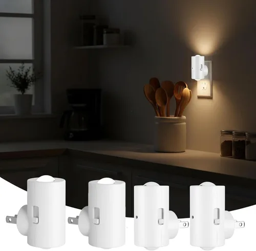 Miniatura 9 de Luces nocturnas LED enchufables a la pared, paquete de 4 regulables con sensor de atardecer a amanecer, blanco cálido de 2700 K, luz nocturna