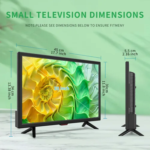 Miniatura 4 de Jexiop TV de 20 pulgadas, ángulos de visión completos 1080P HD, TV digital de pared pequeña para la cocina - Puertos HDMI/USB - Alimentación dual