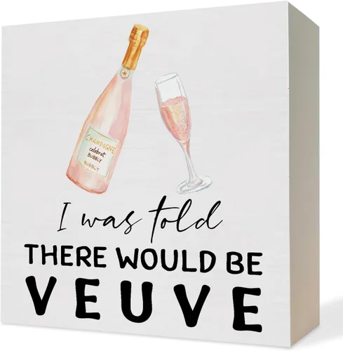 Cartel de madera de champán rosa divertido, regalo de anfitriona de champán para mujeres, diseño de vino espumoso Grandmillennial, placa decorativa