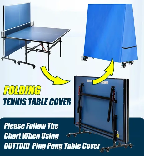 Miniatura 3 de Funda de mesa de ping pong 600D resistente al agua para exteriores e interiores, plegable, 9 x 5 pies, mesas de tenis de mesa plegables