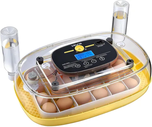 Miniatura 11 de VEVOR Incubadora de 24 huevos, volteador automático de huevos con vela LED, control de temperatura y humedad, ventana transparente de 360°