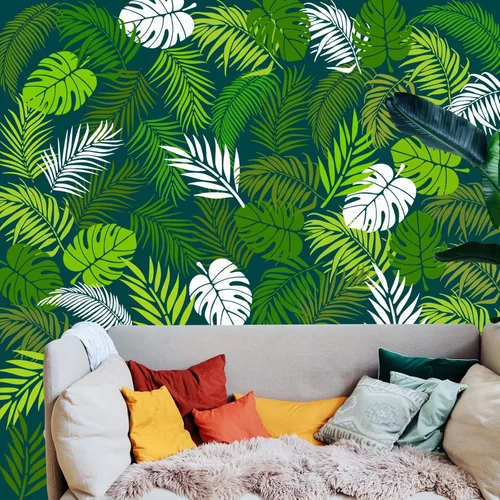 Miniatura 8 de 2 plantillas de hojas grandes para pintar en las paredes, 12 x 16 pulgadas, plantillas reutilizables de hojas de palma, selva tropical, plantillas