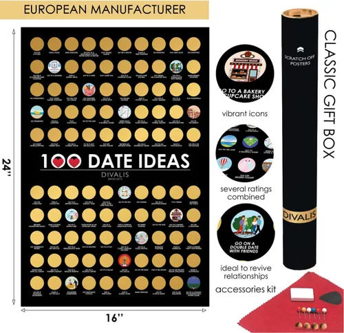 Miniatura 3 de Póster de 100 fechas para rascar la lista de deseos - Póster rascador grande para pareja de aventuras - Lista de cosas que hacer para pareja - Lista