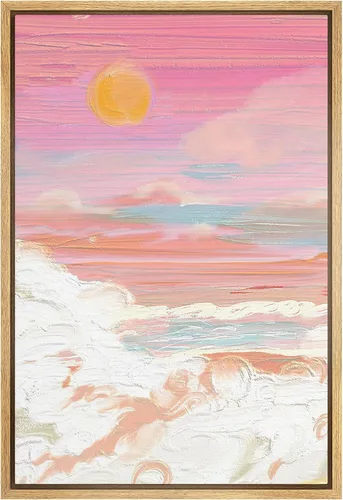 Miniatura 44 de SIGNFORD - Lienzo enmarcado para pared, arte de pintura grunge duotono blanco bronceado, trazos abstractos, formas ilustradas, arte moderno