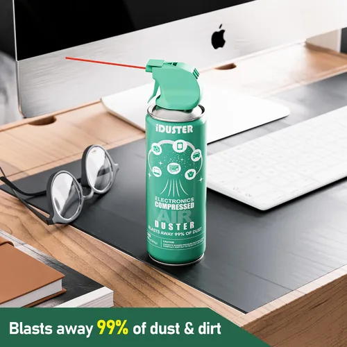Miniatura 3 de iDuster Plumero de aire enlatado comprimido – 4 unidades desechables de aire comprimido para limpieza de computadora, teclado, joyas, automóvil