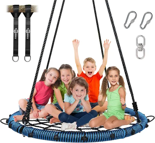 Trekassy - Columpio de tela de araña de 45 pulgadas, soporta 750 libras, para niños y adultos, marco de acero al aire libre, diseño de platillo, con
