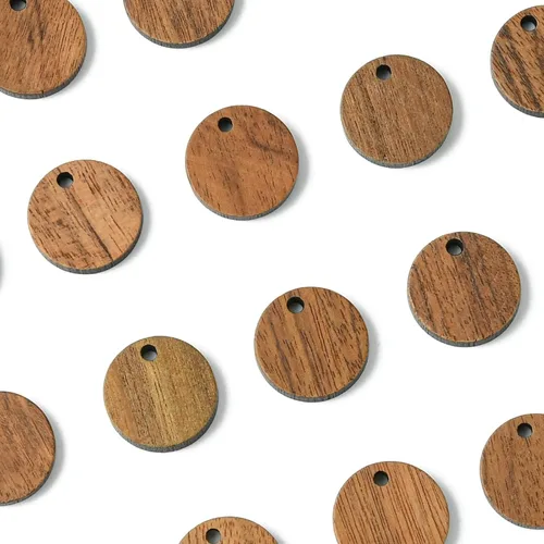 Miniatura 8 de LiQunSweet 20 dijes de madera vintage, planos, redondos, sin terminar, a granel, para mujeres, joyería femenina, collar, pulsera, aretes, Plano