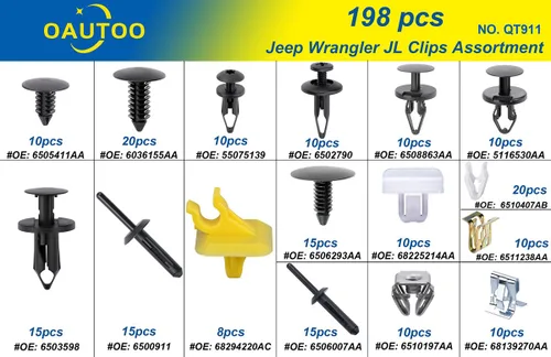 Miniatura 3 de 198 piezas para Jeep Wrangler JL 2018-On Auto Body Interior y Exterior Retenedor Clip Clip Surtido