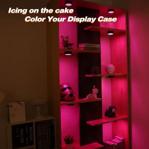 Miniatura 5 de Luces de disco con temporizador remoto, luces de cocina debajo del gabinete, luces LED que funcionan con pilas, luces adhesivas en el estante, luces
