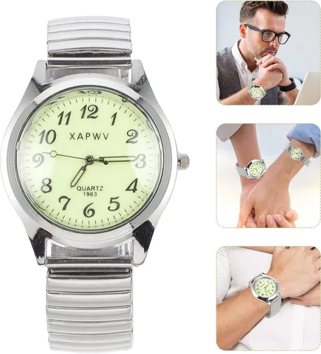Miniatura 5 de Hemobllo Reloj casual digital luminoso para ancianos, banda elástica, regalo para pareja