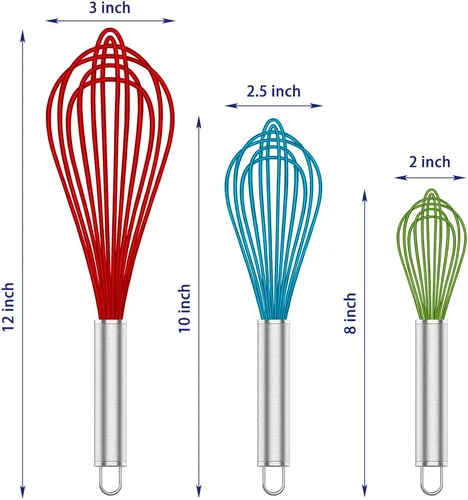 Miniatura 6 de OYV Batidor de goma de silicona, batidores de alta calidad para cocinar antiarañazos, acero inoxidable y silicona para sartenes antiadherentes