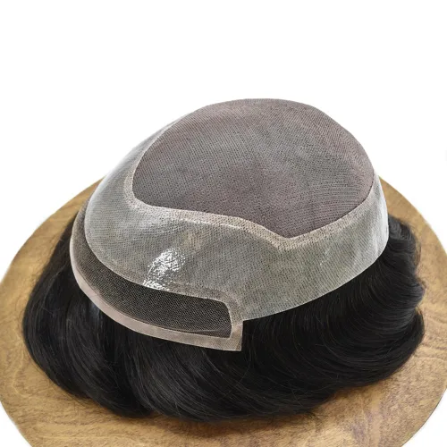 Miniatura 9 de Tupé de pelo para hombres Cabello humano para hombre Hairpieces y tupés Durable Fine Monofilament Mens Hair System Lace Front Mens Toupee Mens Hair