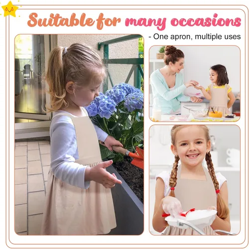 Miniatura 6 de Delantal con o sin pechera para niños, Delantal con espalda cruzada, Delantales con babero estilo japonés Ropa para el hogar Beige