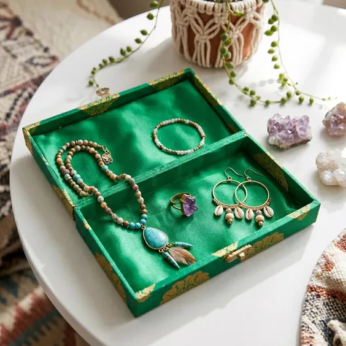 Miniatura 9 de LOVENSPIRE Caja organizadora de viaje de brocado, 4 unidades, cajas de regalo para bodas indias musulmanas paquistaníes punjabi, recuerdo de Nikah