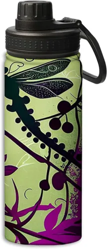 Miniatura 17 de Bunny Rabbit Near Lilac Flowers Pattern - Botella de agua de acero inoxidable de 18 onzas, aislada al vacío, de doble pared, a prueba de fugas